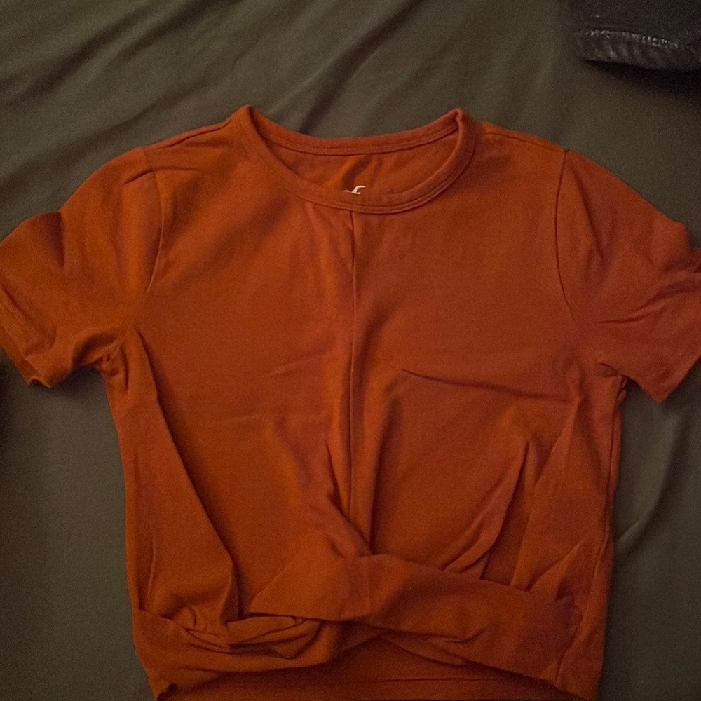 HOLLISTER orange front wrap top
